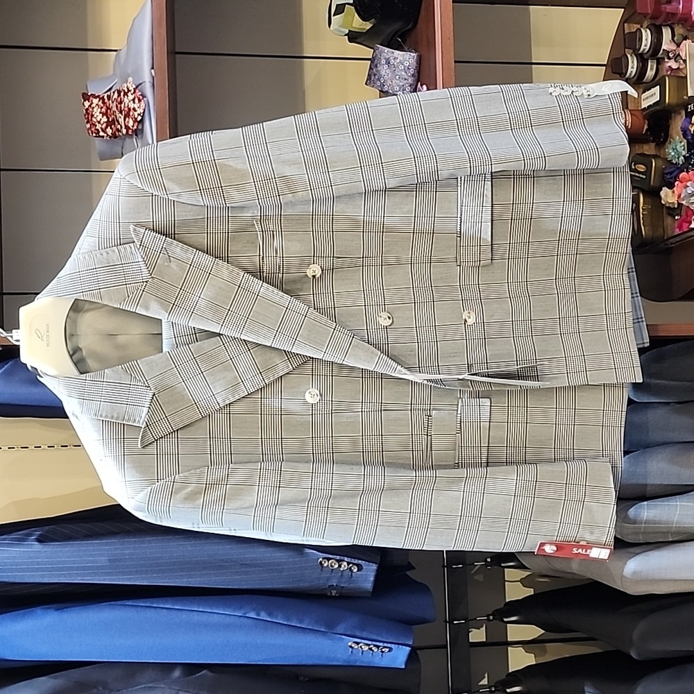 Stylish Rossi Man Glen Plaid Double-Breasted Suit - Size 40R/34W